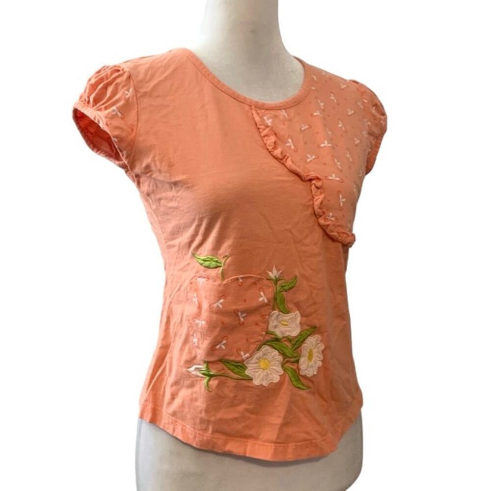 Summer Y2K Apple & Dragonfly Patchwork Tee